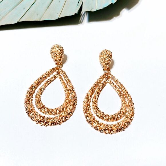 Gold geo dangle drop earrings #18 - Picture 1 of 3